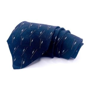 Bill Blass Tie Black Silk Geometric Pattern